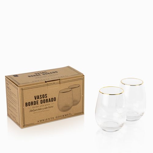 Vasos borde dorado setx2