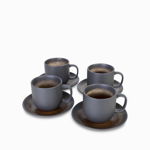 Pocillo y plato pietra 350 ml setx4