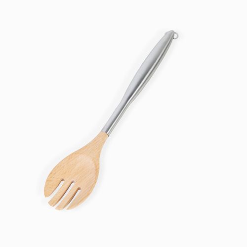 Cuchara ranurada acero y bambu