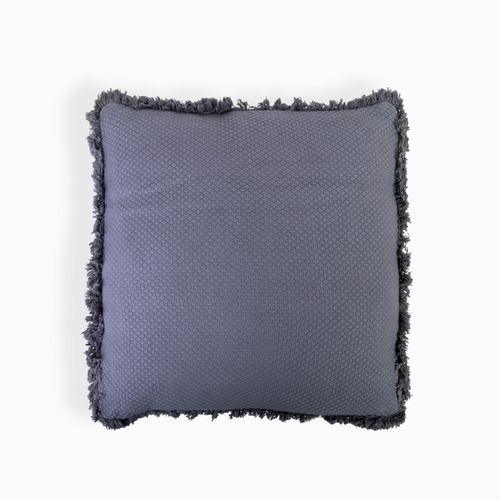 Cojín borde flecos gris 45x45cm