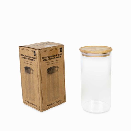 Recipiente redondo tapa en bambu 1300ml