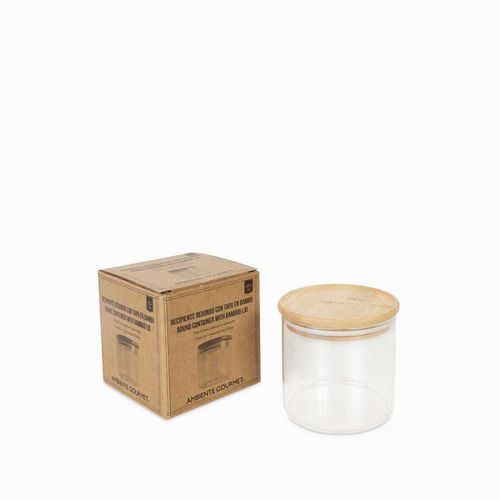 Recipiente redondo tapa en bambu 650ml