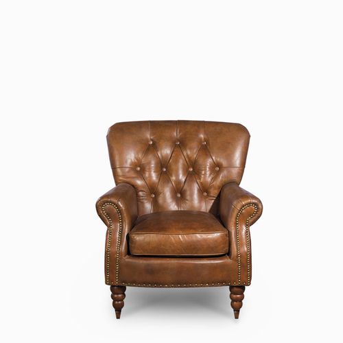 Silla Cuero Capitoneada Miel