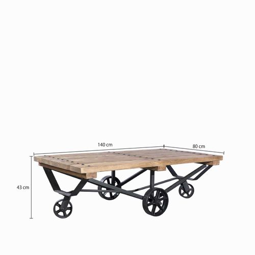 Mesa centro ruedas 140x80x43cm