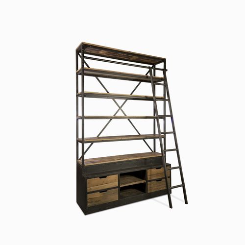 Biblioteca doble con escalera