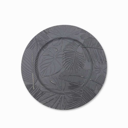 Plato base hojas gris