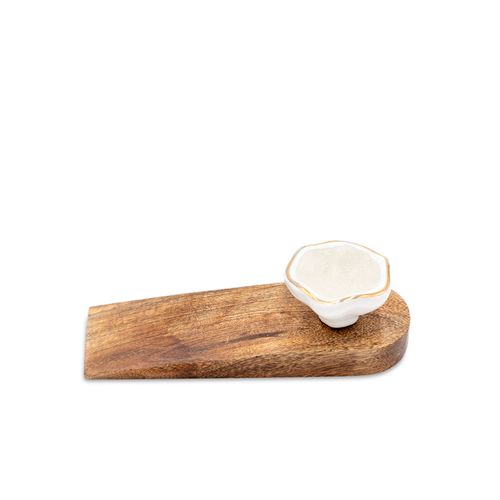 Pomo puerta flor blanca y dorado