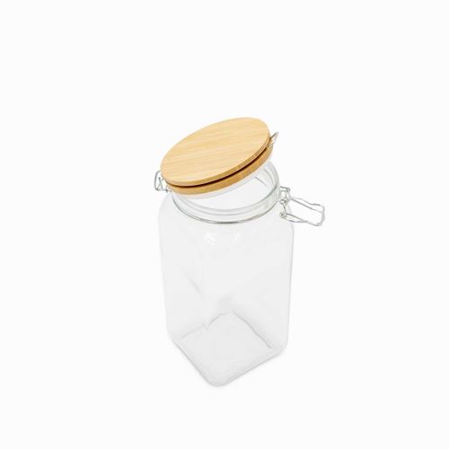 Recipiente para almacenar tapa en bambú con abrazadera 1600ml