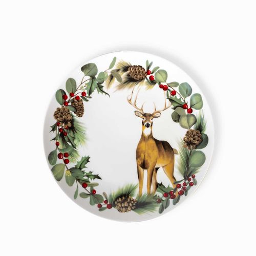 Plato principal navidad silvestre 25cm setx4
