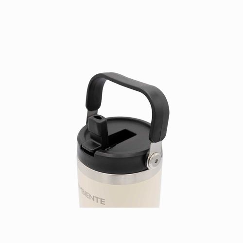 Termo con pitillo y manija beige 890ml
