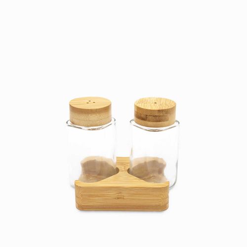 Set sal-pimienta base madera