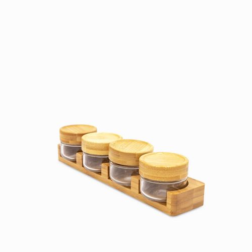 Rack especias bajo base madera set x5