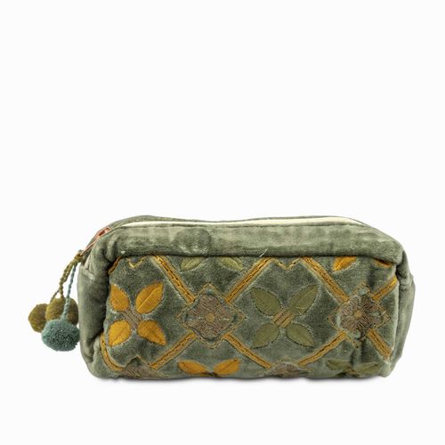 Bolsa verde flores bordadas