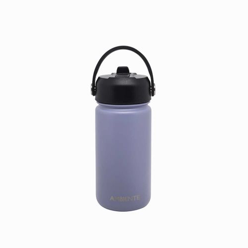 Termo doble pared morado con pitillo 350ml