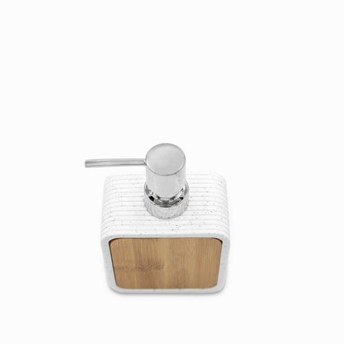 Dispensador de jabón madera y blanco