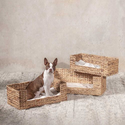 Cama para mascotas rectangular en jacinto de agua m 65x32x22cm