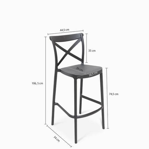 Silla X negra bar en plástico