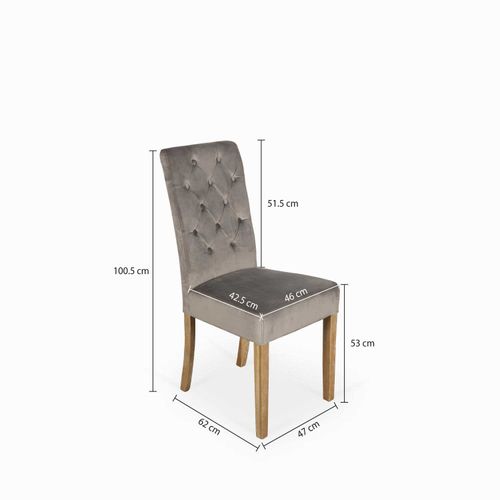 Silla de comedor con espaldar alto capitoneado velvet gris