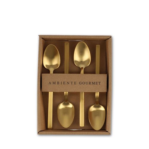Cucharas postre dorado mate set x 4