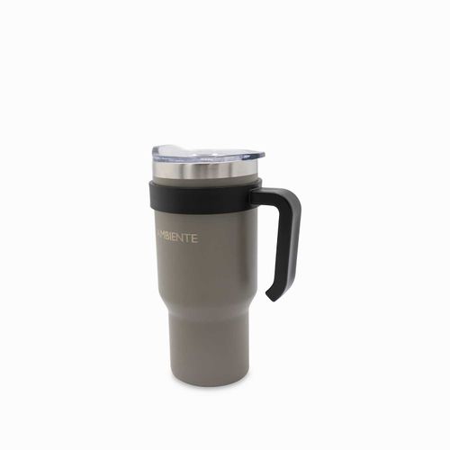 Termo con manija doble pared gris