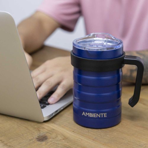 Mug doble pared acero azul oscuro 550ml
