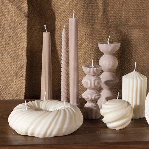 Velas decorativas espiral beige 25cm set x2