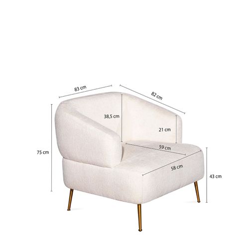 Poltrona Logan beige peluda 73X78X78cm