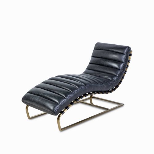 Silla cuero Relax negra pata dorada