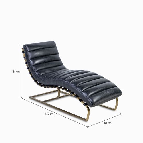 Silla cuero Relax negra pata dorada