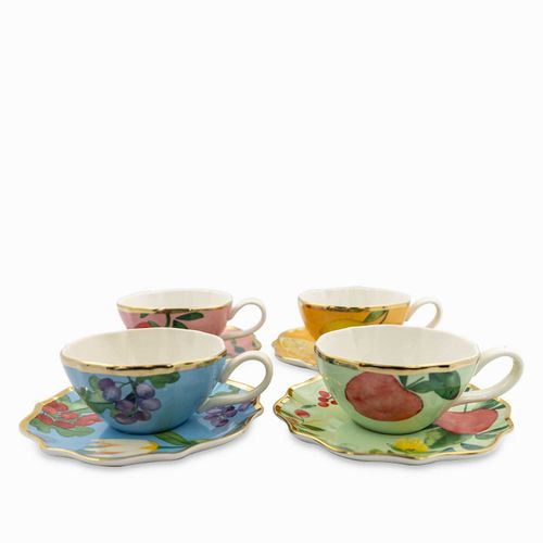 Pocillo y plato Frutal 200ml set x4