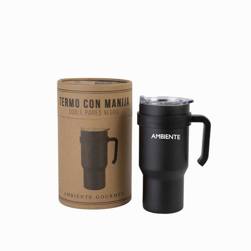 Termo con manija doble pared negro