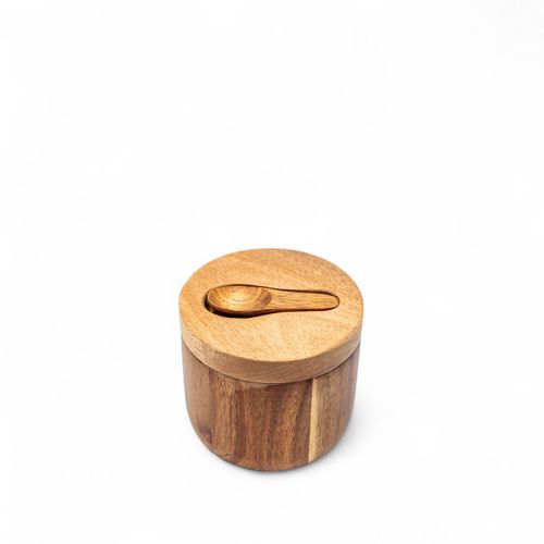 Recipiente para especias en acacia con cuchara