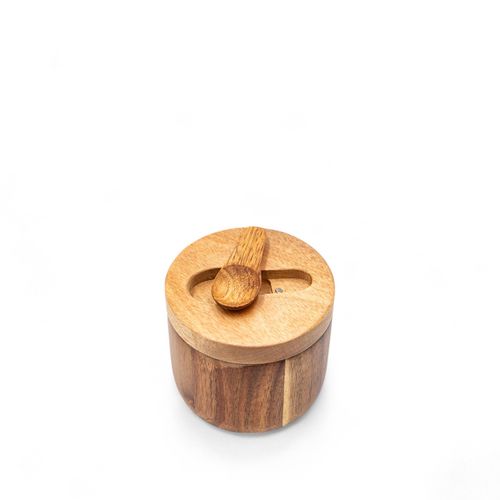 Recipiente para especias en acacia con cuchara