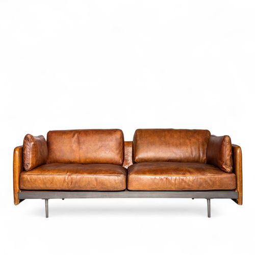 Sofa milo cuero miel 78x201x91