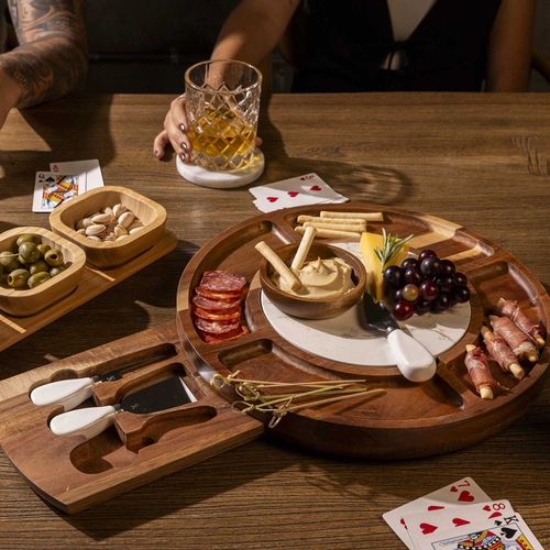 Tabla de quesos redonda setx3 cuchillos