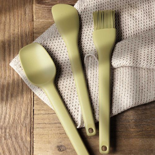 Utensilios mini silicona verde set x3