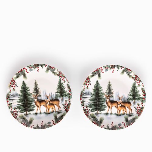 Plato principal Navidad Silvestre Forest 25cm setx2