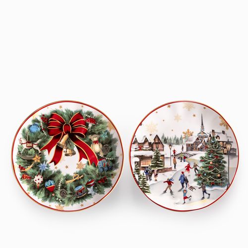 Plato principal Noche Buena snow crownville 26cm setx2