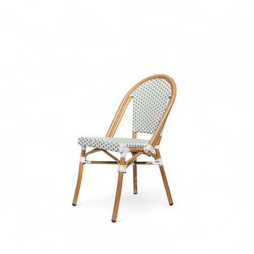 Silla de comedor Bistro sin brazos blanco y verde 89x48x59