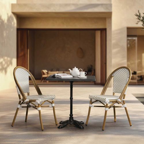 Silla de comedor Bistro sin brazos blanco y verde 89x48x59