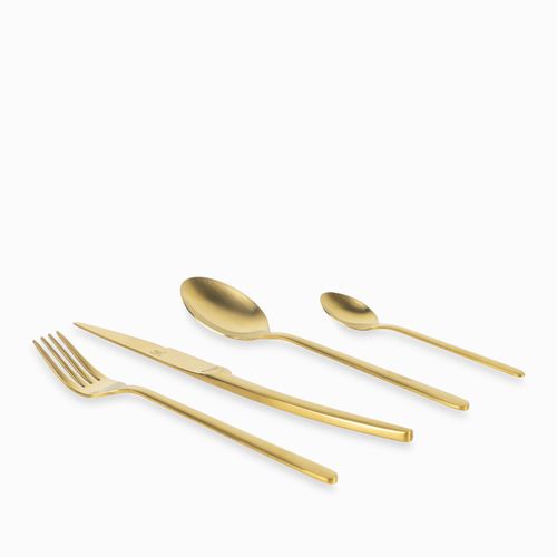 Set de cubiertos line dorado mate 16 pcs