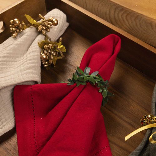 Aros de servilletas hojas verdes setx4