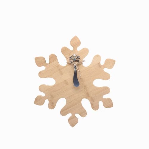 Set tabla y cuchillo para quesos Snowflake en bambú