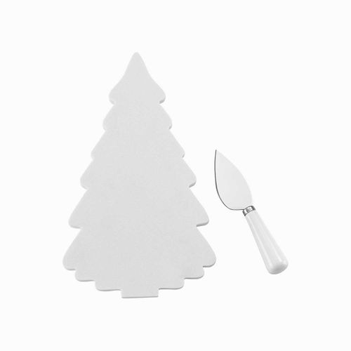 Set tabla árbol de navidad mármol y cuchillo quesos