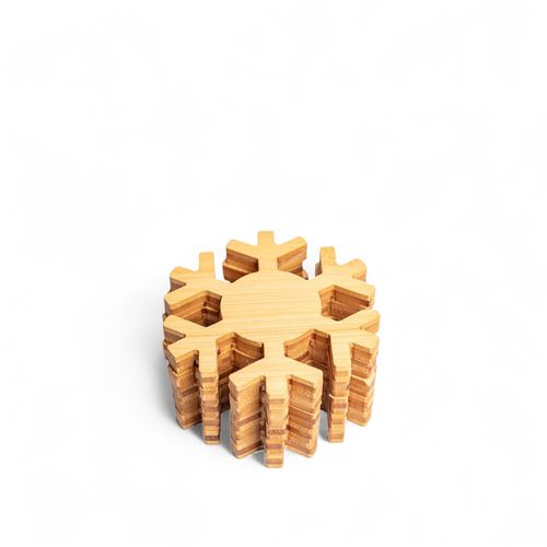 Portavasos snowflake en bambú setx5