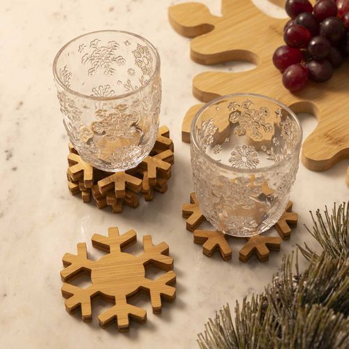 Portavasos snowflake en bambú setx5