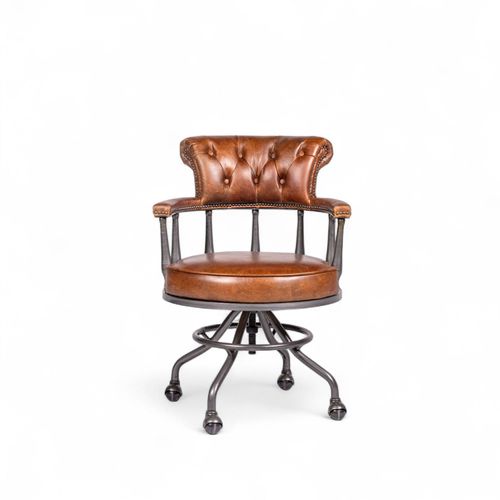 Silla cuero escritorio miel 84x58x68 cm