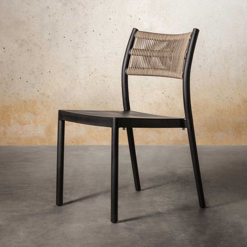 Silla espaldar cuerdas sin brazos negra