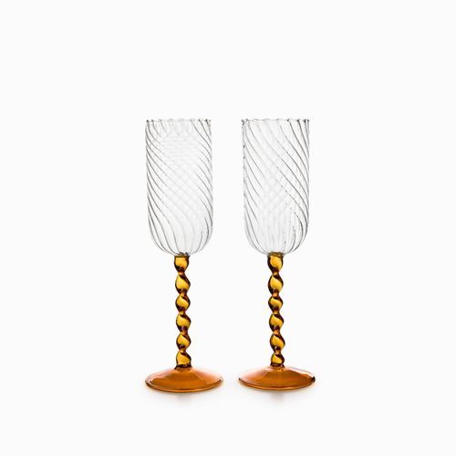 Copa champaña Pamir pata ambar setx2