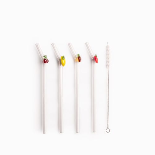 Pitillos de vidrio frutas set x4